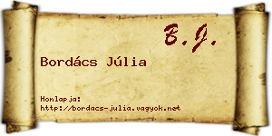 Bordács Júlia névjegykártya